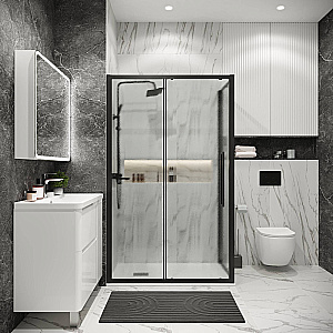 Душевой уголок Grossman Cosmo 130х100 120.K33.02.1310.21.02 стекло шиншилла/профиль черный матовый купить в интернет-магазине Sanbest