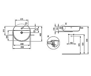 Раковина врезная сверху столешницы Ideal Standard Connect 55 E792301 белая купить в интернет-магазине Sanbest