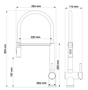 Смеситель для кухни с гибким изливом WONZON & WOGHAND, Брашированный никель (WW-88438003-BN) купить в интернет-магазине сантехники Sanbest