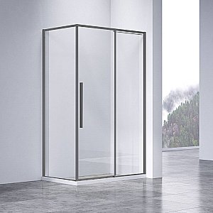 Душевой уголок Vincea Slim-N VSR-4SN8012CLGM 120x80 стекло прозрачное/профиль вороненая сталь купить в интернет-магазине Sanbest