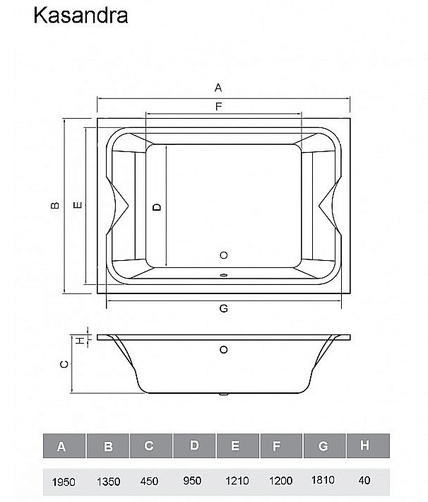 Ванна акриловая Vayer Kasandra 195х135 купить в интернет-магазине Sanbest