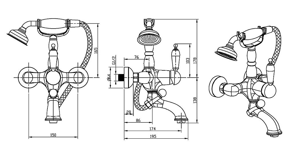 Смеситель для ванны Boheme Imperiale Ripresa 323 купить в интернет-магазине сантехники Sanbest