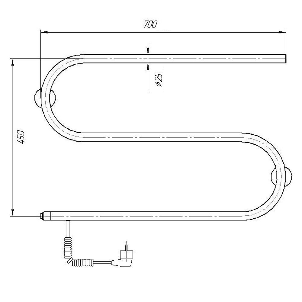 Полотенцесушитель электрический Domoterm S-образный DMT 112 42x70 EK хром купить в интернет-магазине сантехники Sanbest
