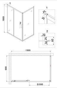 Душевой уголок Niagara Nova NG-62-13A-A90 130x90 купить в интернет-магазине Sanbest