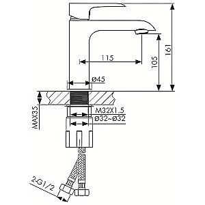 Смеситель для раковины Kaiser Nove 06011 купить в интернет-магазине сантехники Sanbest
