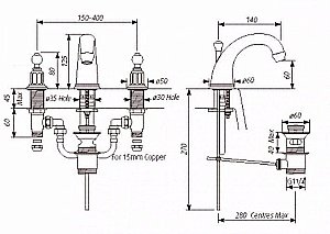Смеситель для раковины Perrin&Rowe E.3701CP купить в интернет-магазине сантехники Sanbest