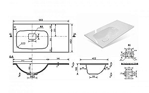 Тумба с раковиной Эстет Barcelona 90 напольная 2 ящика, 1 дверь, белая для ванной в интернет-магазине Sanbest
