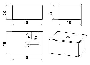 Тумба с раковиной Misty Ива - 60 П-Ива-01060-481Я графит/дуб вотан для ванной в интернет-магазине Sanbest