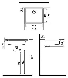 Раковина встраиваемая Bien Infinitum 46 INLA04001FD0W5000 белая купить в интернет-магазине Sanbest