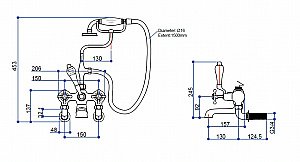 Смеситель для ванны Burlington CL17A-QT BLA хром/ручки черные купить в интернет-магазине сантехники Sanbest