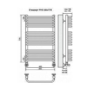 Полотенцесушитель водяной Terminus Стандарт П16 450x778 купить в интернет-магазине сантехники Sanbest