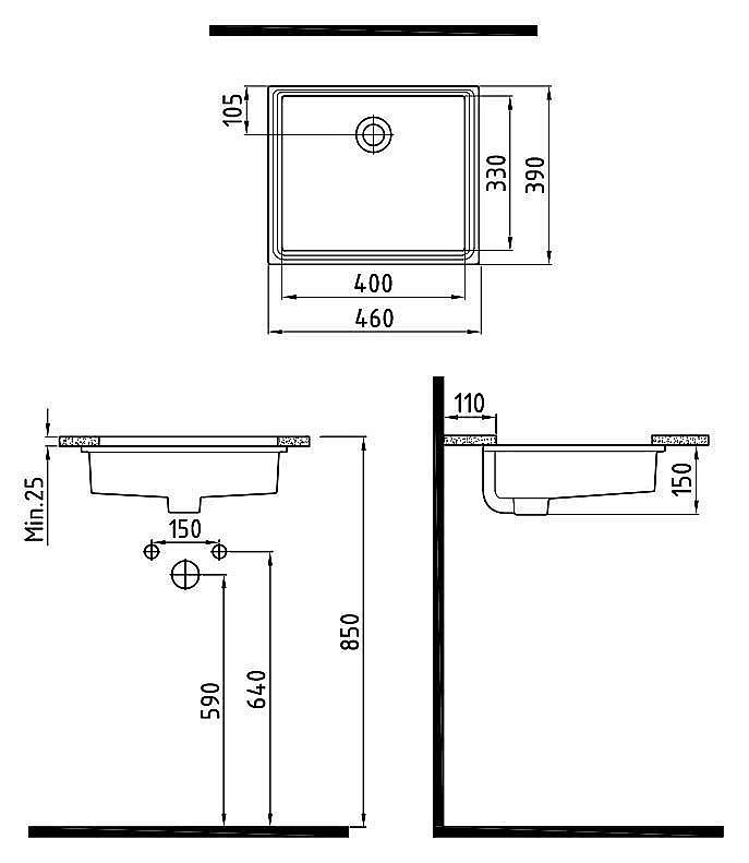 Раковина встраиваемая Bien Infinitum 46 INLA04001FD0W5000 белая купить в интернет-магазине Sanbest
