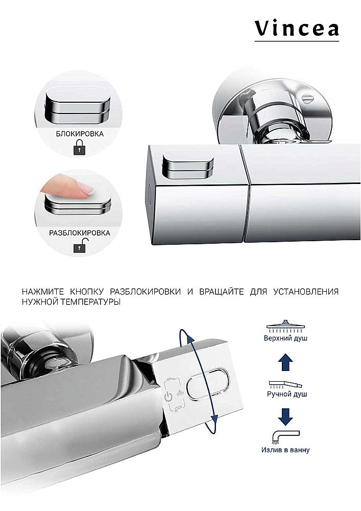 Душевая система Vincea Next VSFS-1N1TGM вороненая сталь купить в интернет-магазине сантехники Sanbest