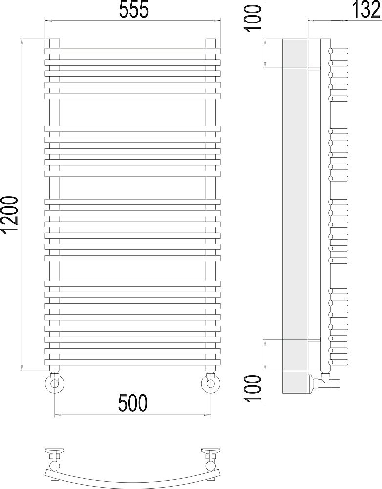 Полотенцесушитель водяной Terminus Марио П24 500х1200 купить в интернет-магазине сантехники Sanbest