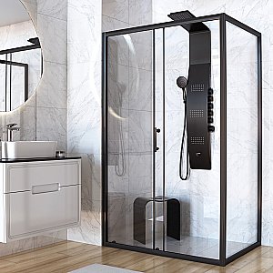 Душевой уголок Taliente TA-N-150-09-1CB 150х90 стекло прозрачное/профиль матовый черный купить в интернет-магазине Sanbest