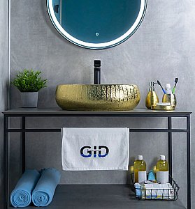Раковина накладная Gid Lago 48 9030g 52234 золото купить в интернет-магазине Sanbest
