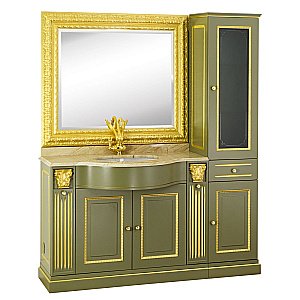 Комплект мебели для ванной Migliore Ravenna 120 Oliva Dorato с пеналом для ванной в интернет-магазине Sanbest