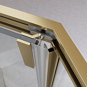 Душевой уголок Cezares Relax 100x100 RELAX-304-P-1-100-C-BORO стекло прозрачное/профиль матовое брашированное золото купить в интернет-магазине Sanbest