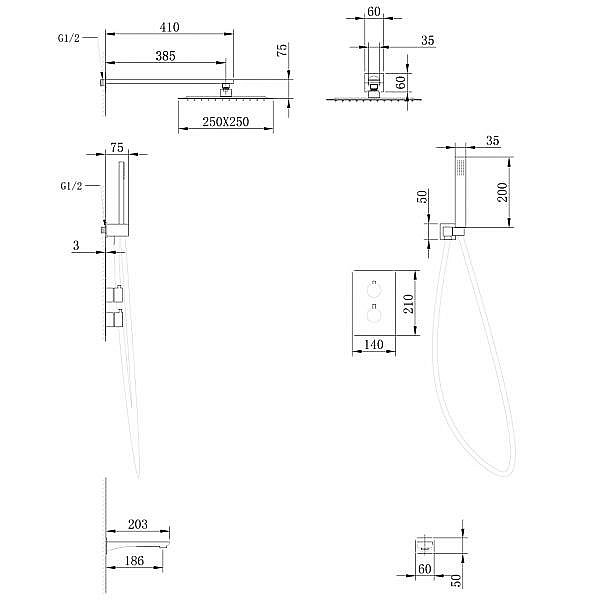 Душевая система ABBER Weiss Insel AF8050 хром купить в интернет-магазине сантехники Sanbest