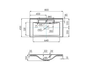 Тумба с раковиной Акватон Леон Н/Премьер М 80 дуб бежевый для ванной в интернет-магазине Sanbest