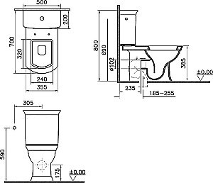 Унитаз-компакт напольный Опадирис Риспекто OS39722A белый, с бачком, с крышкой микролифт купить в интернет-магазине Sanbest