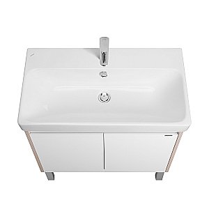 Тумба с раковиной Акватон Сканди Сканди Doors 80 белая/дуб верона для ванной в интернет-магазине Sanbest