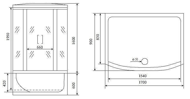 Душевой бокс Timo LUX T-7770 170x90 купить в интернет-магазине Sanbest