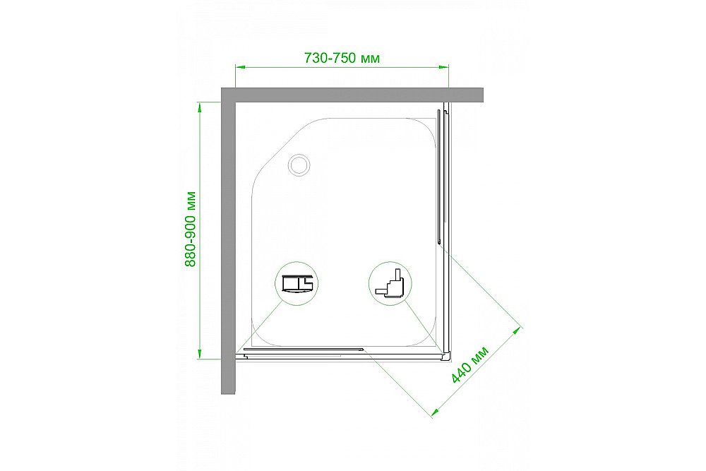 Душевой уголок Royal Bath RB9075HPD-C-BL 75х90 матовый купить в интернет-магазине Sanbest