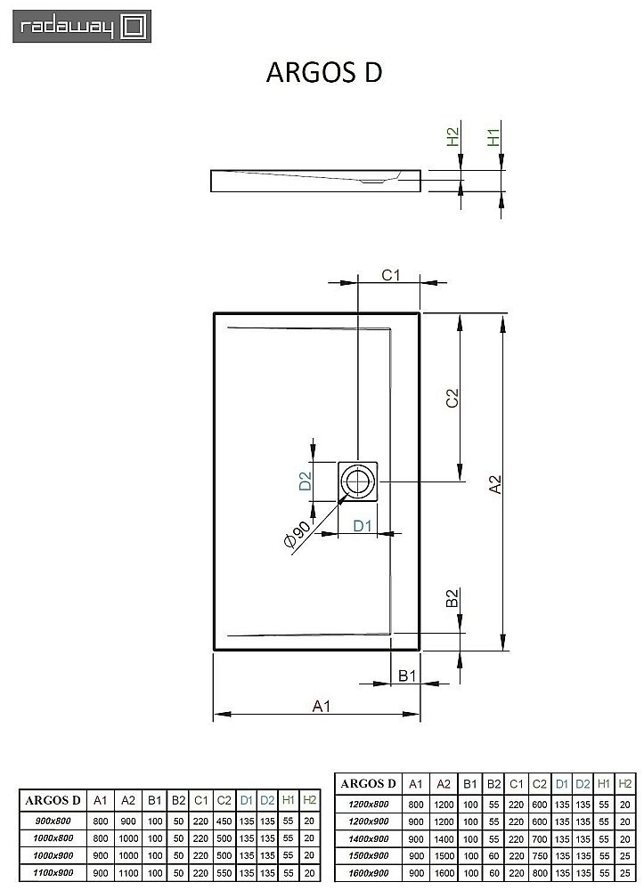 Душевой поддон Radaway Argos D 4AD911-01 110х90 белый купить в интернет-магазине Sanbest