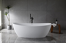 Ванна из искусственного камня BelBagno BB-UNIQUE-180-85-64-SSB белая матовая купить в интернет-магазине Sanbest