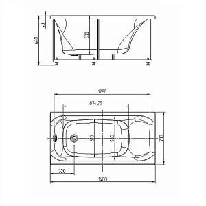 Ванна Aquatek Альфа 140х70 белая купить в интернет-магазине Sanbest