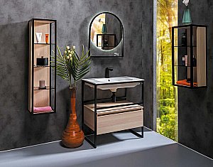 Тумба с раковиной Armadi Art Loft 80 светлое дерево для ванной в интернет-магазине Sanbest