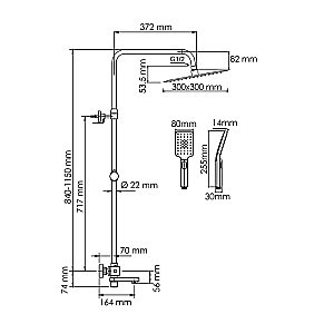 Душевая система WasserKraft Aisch 5500 SET2671 Thermo золото матовое купить в интернет-магазине сантехники Sanbest