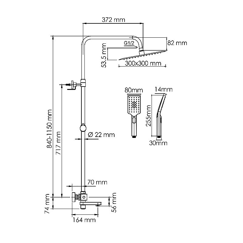 Душевая система WasserKraft Aisch 5500 SET2671 Thermo золото матовое купить в интернет-магазине сантехники Sanbest