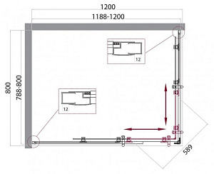 Душевой уголок BelBagno UNO 195-AH-2 120x80 матовый/хром купить в интернет-магазине Sanbest