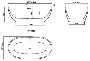 Ванна акриловая Grossman Classic GR-2503M 170х87 белая матовая купить в интернет-магазине Sanbest