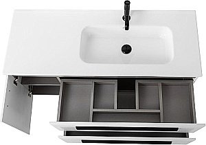 Тумба с раковиной Cezares ECO-CER-N 120 ECO-CER-N-1200-2C-1A-SO-BL белая глянцевая для ванной в интернет-магазине Sanbest