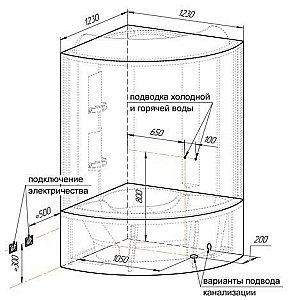 Душевой бокс Радомир Лаура 128х128 стекло прозрачное купить в интернет-магазине Sanbest