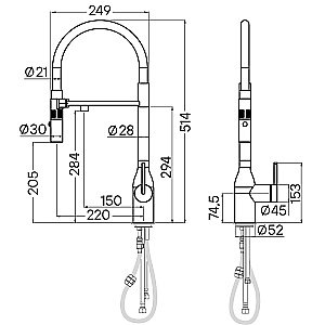 Смеситель для кухни Paulmark Magneto One Ma213188-WH белый матовый купить в интернет-магазине сантехники Sanbest