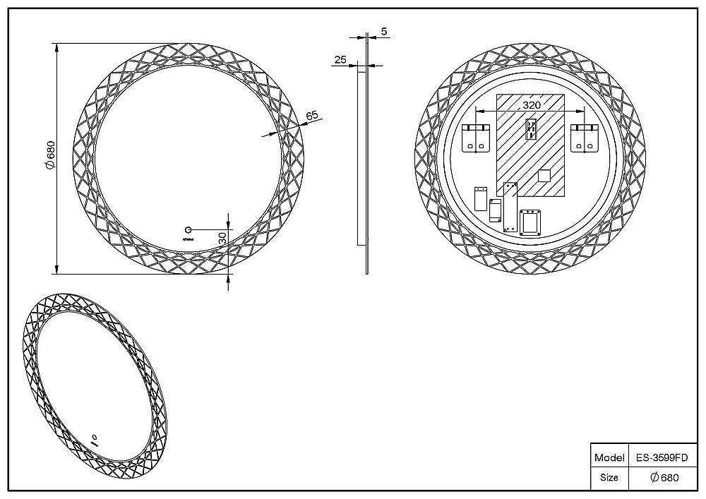 Зеркало с подсветкой Esbano ES-3599FD 50 в ванную от интернет-магазине сантехники Sanbest