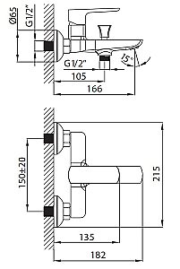 Смеситель для ванны Creavit Slope SP2500 хром купить в интернет-магазине сантехники Sanbest