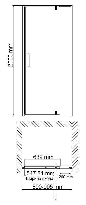 Душевая дверь WasserKRAFT Neime 19P 90 купить в интернет-магазине Sanbest