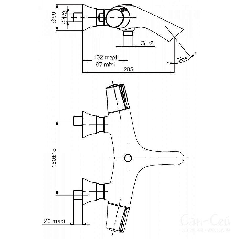 Смеситель для ванны Jacob Delafon SYMBOL E71684-CP купить в интернет-магазине сантехники Sanbest