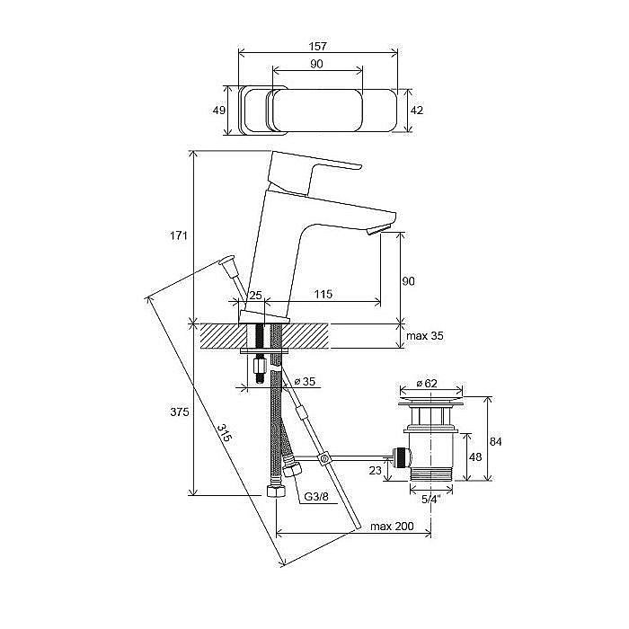 Смеситель для раковины Ravak 10° Free X070128 купить в интернет-магазине сантехники Sanbest