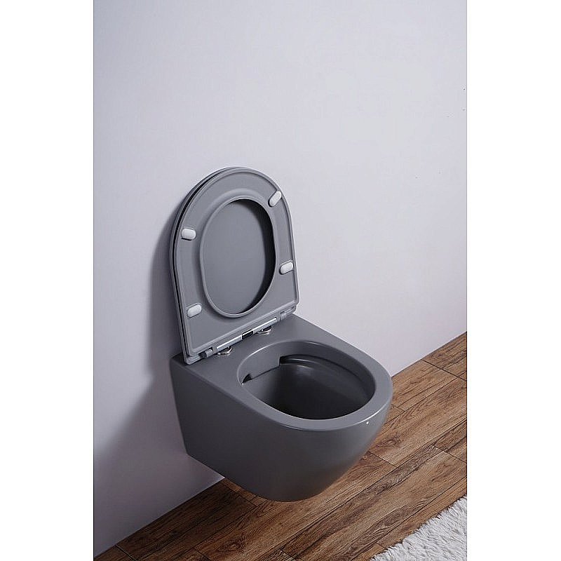 Унитаз подвесной Esbano AZALEA ESUPAZALGM безободковый, с крышкой микролифт, матовый серый купить в интернет-магазине Sanbest