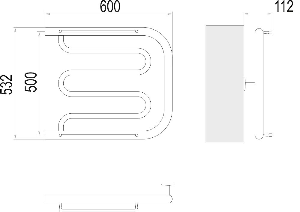 Полотенцесушитель водяной Terminus Фокстрот БШ 600х500 купить в интернет-магазине сантехники Sanbest