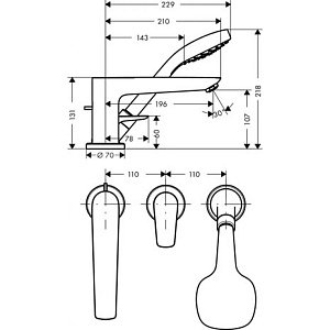 Смеситель для ванны Hansgrohe Talis E 71730000 купить в интернет-магазине сантехники Sanbest