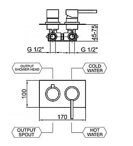 Смеситель для ванны с душем Webert Elio EL880601345 купить в интернет-магазине сантехники Sanbest