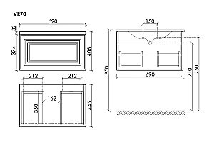 Тумба с раковиной Sancos Very 70 VR70SM серая матовая для ванной в интернет-магазине Sanbest