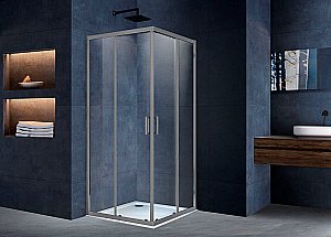 Душевой уголок Vincea Alpha VSS-3AL900CLGM 90х90 стекло прозрачное/профиль вороненая сталь купить в интернет-магазине Sanbest